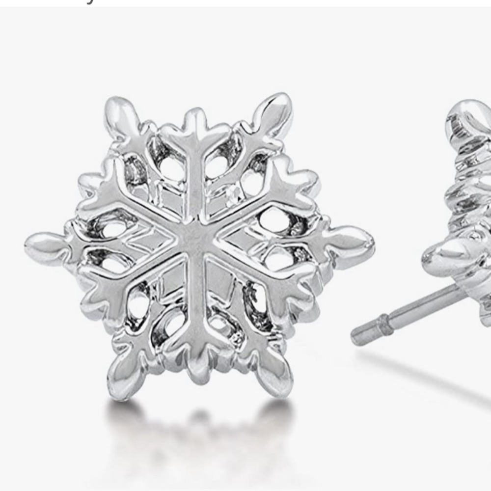 Disney Couture Frozen White gold plated Snowflake Stud Earrings
